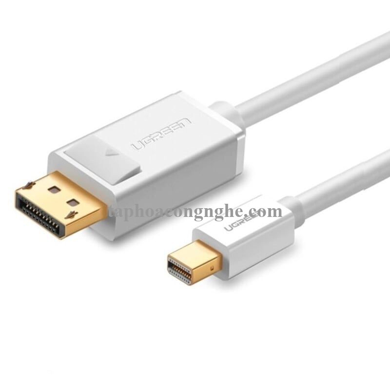 Ugreen 10423 3M Màu Trắng Cáp chuyển đổi Mini DP sang DisplayPort hỗ trợ phân giải 4K x 2K MD105 30010423